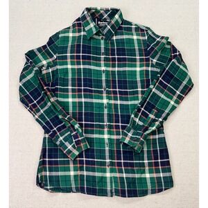 Barbour Womens 4 International Green Plaid Button Down Shirt Long Sleeve Regular